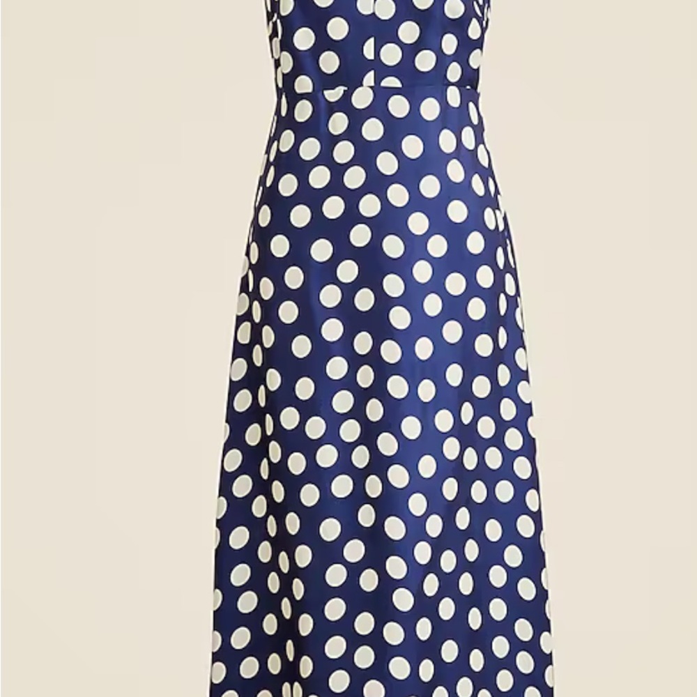 J Crew Natasha Navy Polka Dot Spaghetti Strap Dress